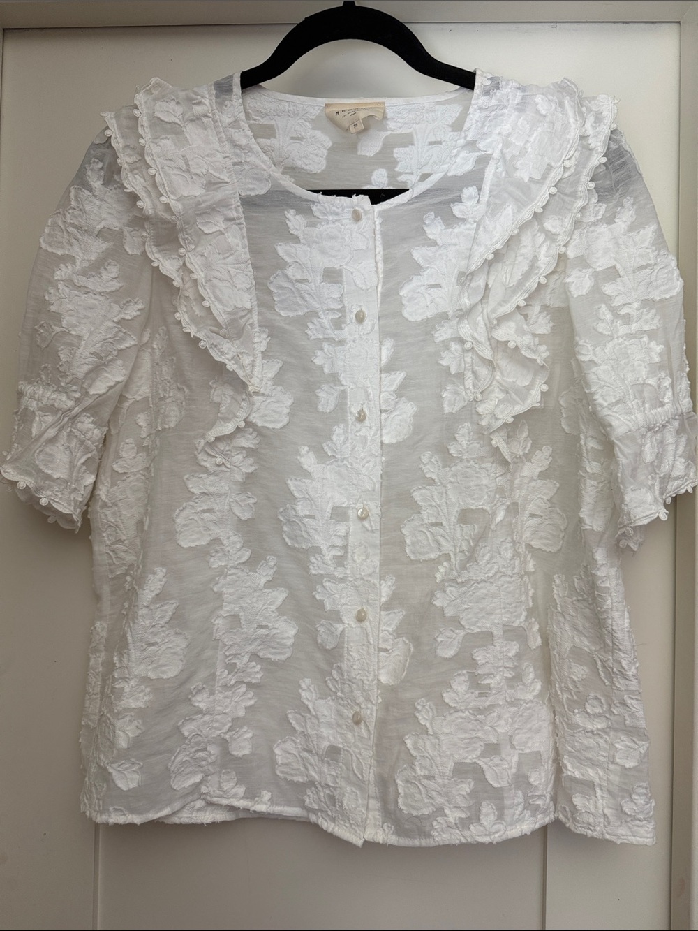 Sezane Paolina Blouse White Lace Floral - Picture 7 of 10
